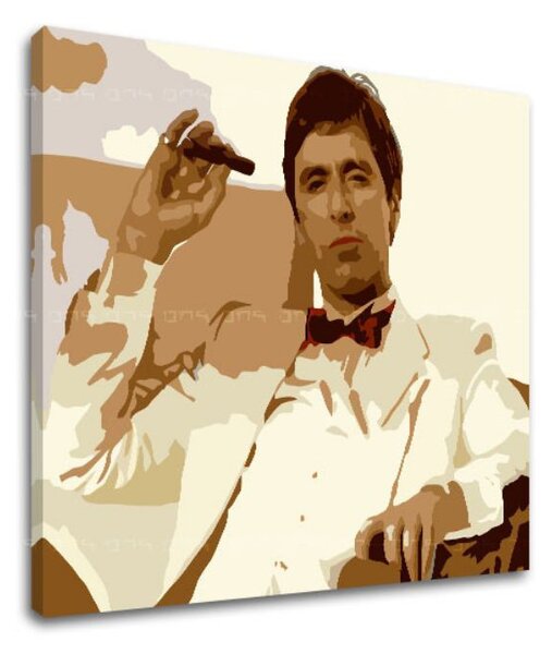 Cei mai mari mafioți pe ecran SCARFACE - TONY MONTANA fumând o țigară - 50x40 cm
