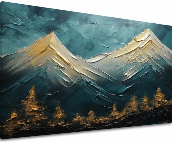 Decor de perete modern Golden Mysterious Rock - PREMIUM ART - 40x60 cm