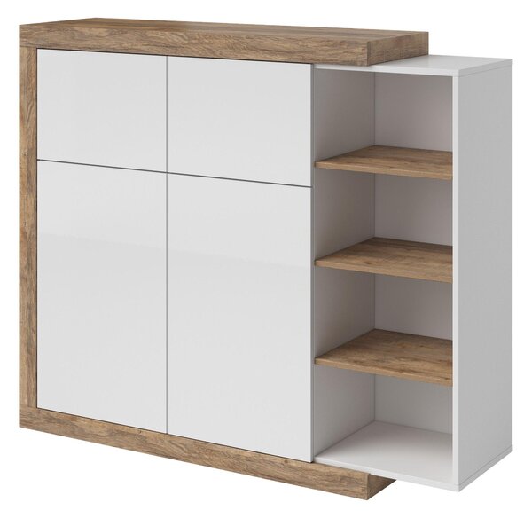 Comodă Sophia Typ 45 (stejar samdal + alb + alb lucios). Promo -17%. 1030605