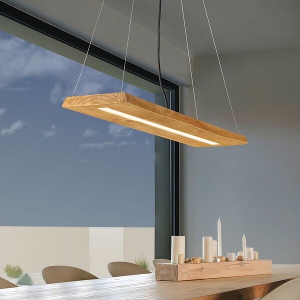 Trio Lighting Brad LED suspendat din lemn, reglabil, Lemn, Camera de zi / sufragerie, Lemn, Modern