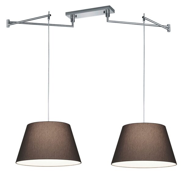 Helestra Certo lampă susp conică 2 bec., antracit, reglabil, Negru, Camera de zi / sufragerie, Țesătură / Textil, Modern