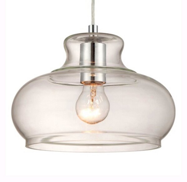 Westinghouse lampă susp. 6345840 cu abajur sticlă, reglabil, Transparent, Camera de zi / sufragerie, Sticlă, Modern
