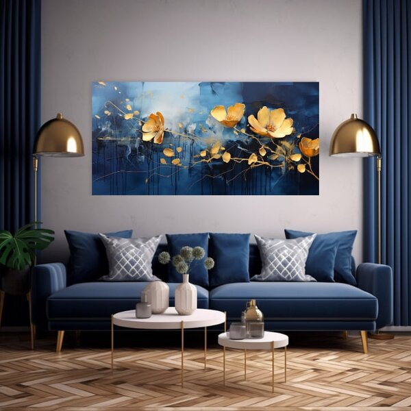 Eleganță atemporală pe pânză Oaza albastră de bucurie - 50x100