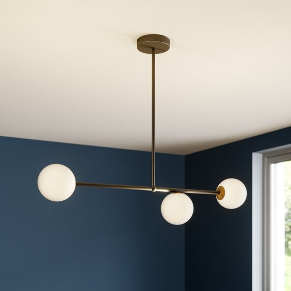 SIGMA Lampă suspendată Gama 3, 3 becuri, negru, reglabil, Negru, Camera de zi / sufragerie, Metal, Modern, glob
