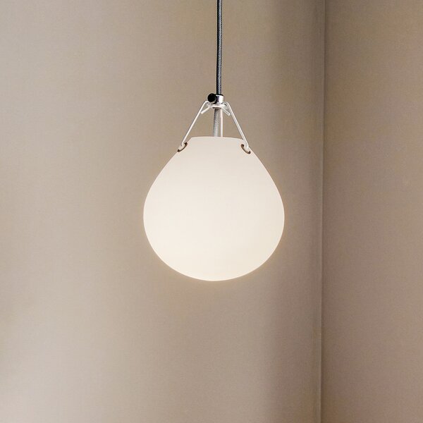 Louis Poulsen Moser lampă susp. sticlă, Ø18,5cm, reglabil, Alb, Camera de zi / sufragerie, Sticlă, Design