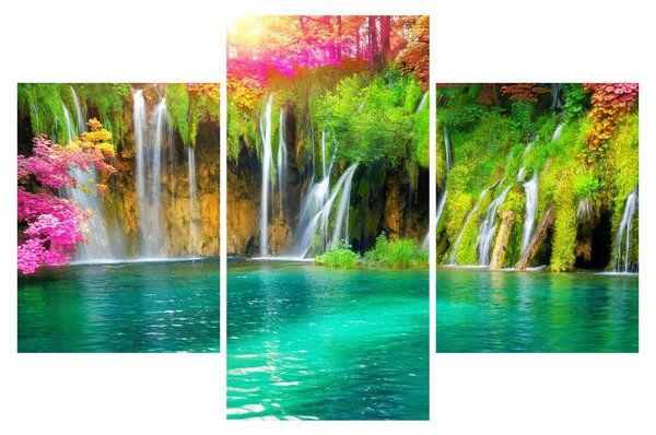 Tablou - Cascada, Lacurile Plitvice, Croația (90x60 cm)