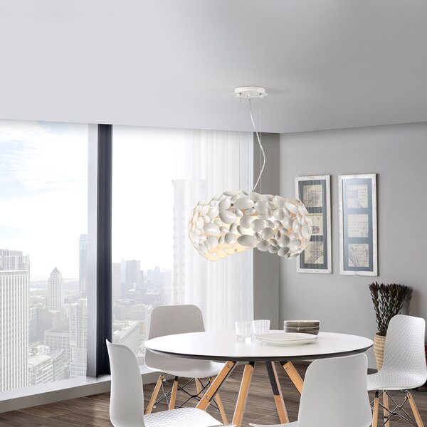 Schuller Valencia Narisa LED suspendat 5xG9, Ø47cm, alb, Alb, Camera de zi / sufragerie, Metal, Design