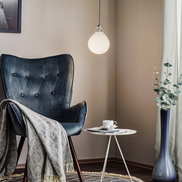 Louis Poulsen Moser lampă susp. sticlă, Ø18,5cm, reglabil, Alb, Camera de zi / sufragerie, Sticlă, Design