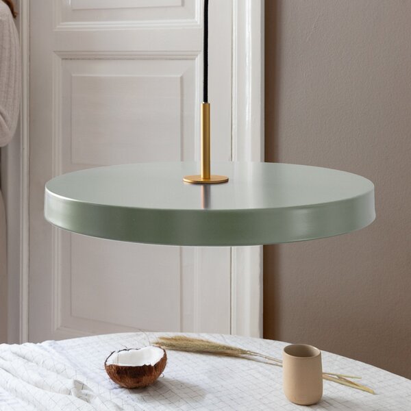 UMAGE lampă suspendată LED Asteria Medium verde deschis/alamă Ø 43 cm, reglabil, Verde, Camera de zi / sufragerie, Metal, Design