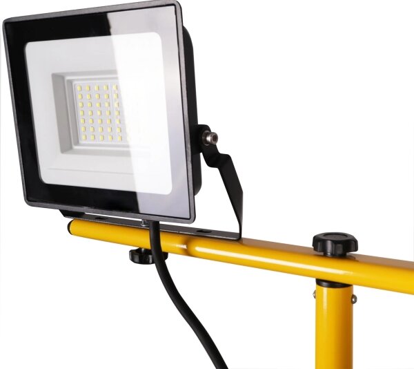 Proiector LED cu stativ, 2 x 30 W, 230 V, 6500 K, IP65, galben