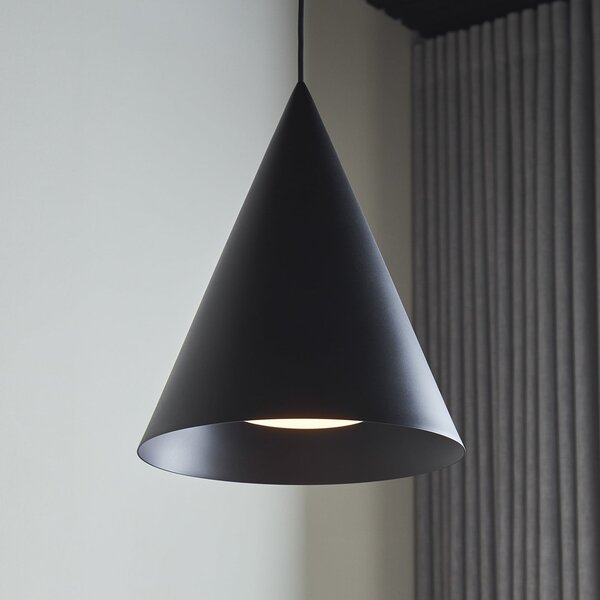 LOOM DESIGN Lampă suspendată Hanzu, Ø 35 cm, negru, E27, reglabil, Negru, Camera de zi / sufragerie, Aluminiu, Modern