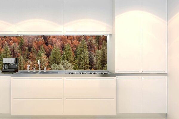 Fototapet pentru bucătărie - dumbravă de pini colorată 180 x 60 cm