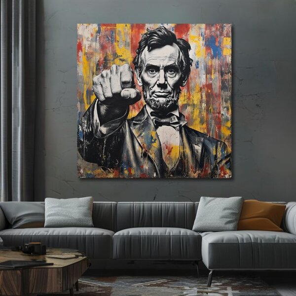 Tablou de perete ABRAHAM LINCOLN - Puterea istoriei | finisată de mâna artistului - 60x60 cm