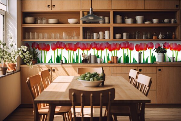 Fototapet pentru bucătărie - lalele 420 x 60 cm