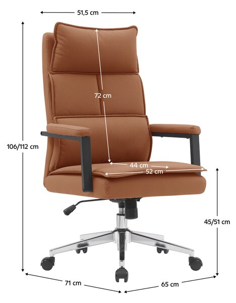 KONDELA Scaun de birou, piele ecologică maro camel/crom, KAHIL