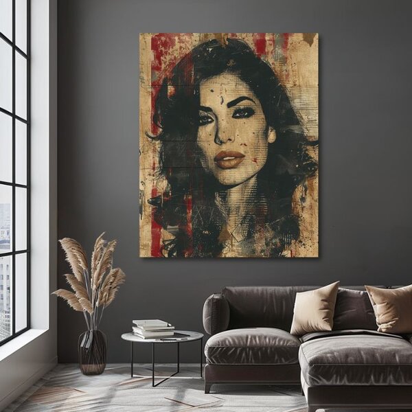Tablou de perete AMY WINEHOUSE - Privirea profundă a sufletului | finisată de mâna artistului - 60x90 cm
