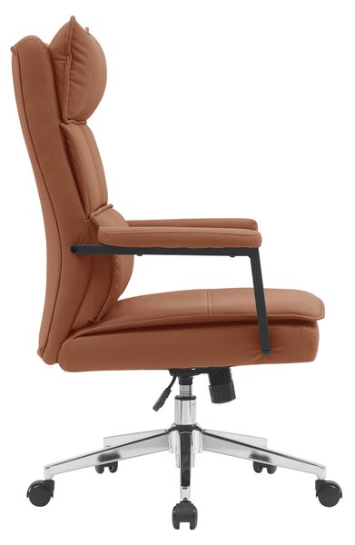 KONDELA Scaun de birou, piele ecologică maro camel/crom, KAHIL