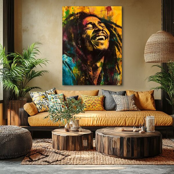 Tablou de perete BOB MARLEY - stea jamaicană | finisată de mâna artistului - 60x90 cm