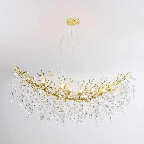 Zuma Line MD4115-14I-G - Candelabru suspendat pe cablu CINDY 14xG9/3,5W/230V 115x40 cm auriu