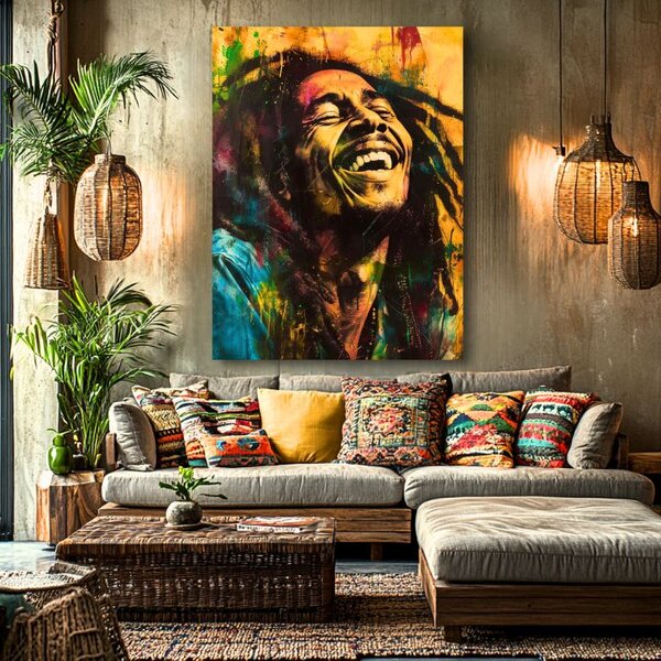 Tablou de perete BOB MARLEY - stea jamaicană | finisată de mâna artistului - 60x90 cm