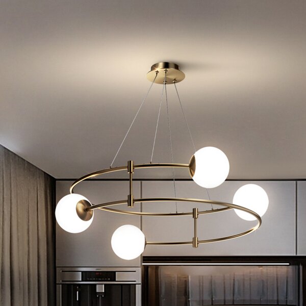 Maytoni Balance lampă susp., 4 becuri, auriu, reglabil, Auriu / Alamă, Camera de zi / sufragerie, Metal, Modern