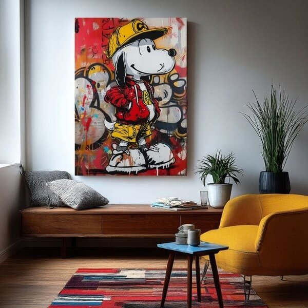 Tablou de perete COOL SNOOPY pe panza | Structură pictată - 60x90 cm