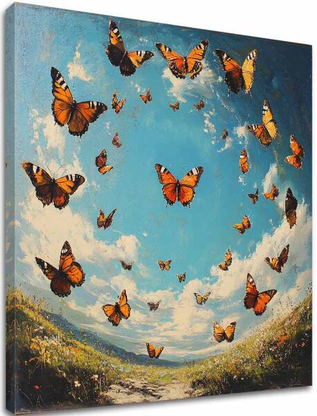 Tablou de perete Circle of Butterflies - armonie în natură - 60x60 cm