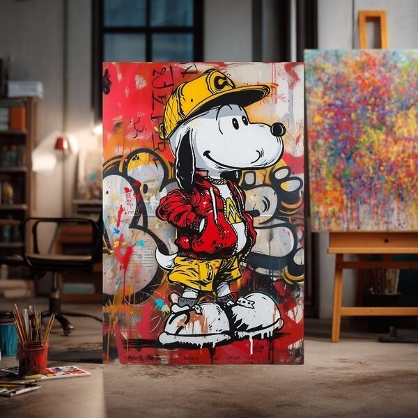 Tablou de perete COOL SNOOPY pe panza | Structură pictată - 60x90 cm