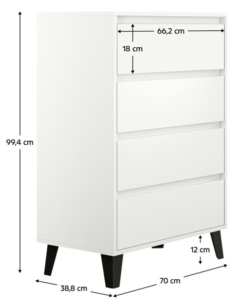 KONDELA Comodă, albă, BOGAN NEW 4S70