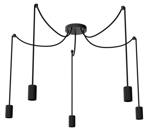 SEGULA Lampă suspendată Segula Spyder 5 Wave, negru, becuri, reglabil, Negru, Camera de zi / sufragerie, Metal