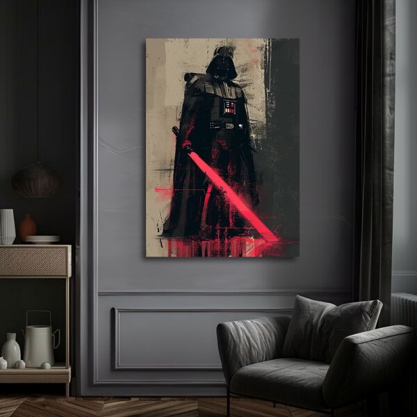 Tablou de perete DARTH VADER - Forță întunecată pe pânză | finisată de mâna artistului - 60x90 cm