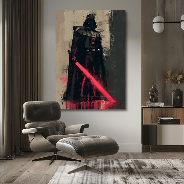 Tablou de perete DARTH VADER - Forță întunecată pe pânză | finisată de mâna artistului - 60x90 cm