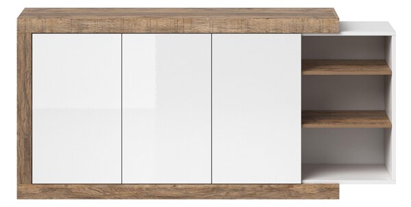 Comodă Sophia Typ 47 (stejar samdal + alb + alb lucios). Promo -10%. 1030606