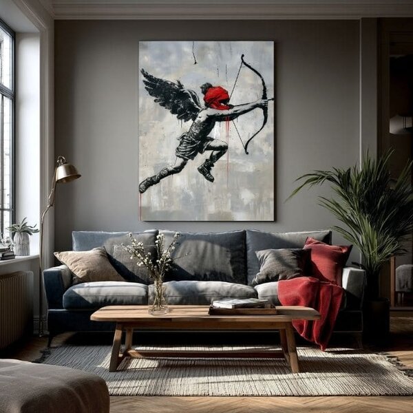 Tablou de perete CUPID'S AIM pe panza | Structură pictată - 40x50 cm
