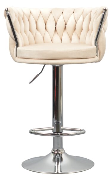 KONDELA Scaun de bar de design, bej ţesătură Velvet/crom, BRIN