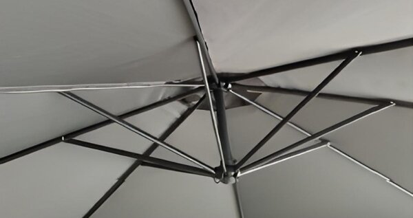 KONDELA Umbrelă de soare de grădină LED, gri, 3 m, LINDAN