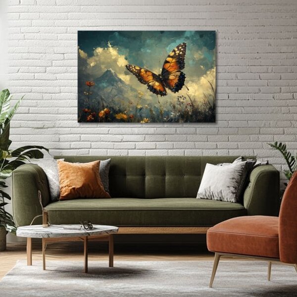 Tablou de perete de fluture - zbor deasupra norilor - 40x60 cm