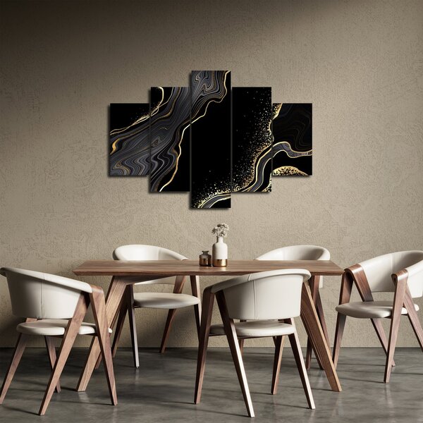 Tablou - Marmură negru - auriu (150x105 cm)