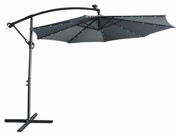 KONDELA Umbrelă de soare de grădină LED, gri, 3 m, LINDAN