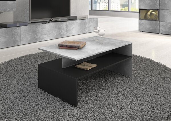 Masă de cafea Barly Typ 99 (negru + deschis beton). Promo -15%. 1022403