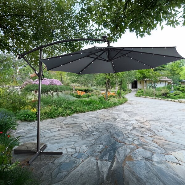 KONDELA Umbrelă de soare de grădină LED, gri, 3 m, LINDAN