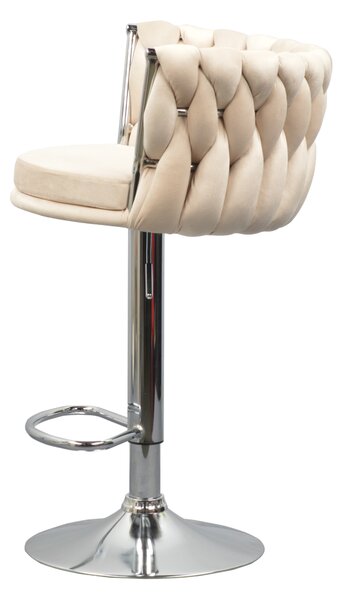 KONDELA Scaun de bar de design, bej ţesătură Velvet/crom, BRIN
