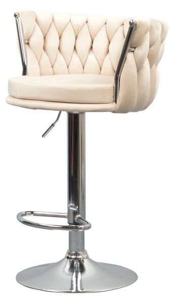 KONDELA Scaun de bar de design, bej ţesătură Velvet/crom, BRIN