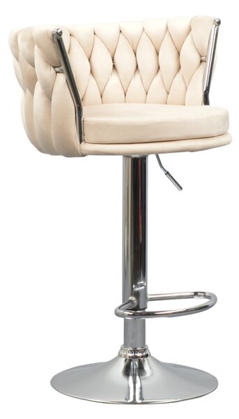 KONDELA Scaun de bar de design, bej ţesătură Velvet/crom, BRIN