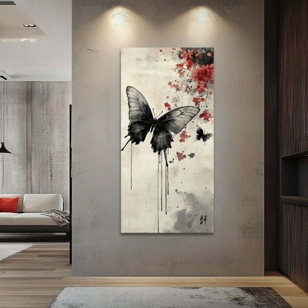 Tablou de perete de fluture - minimalism japonez - 50x100 cm