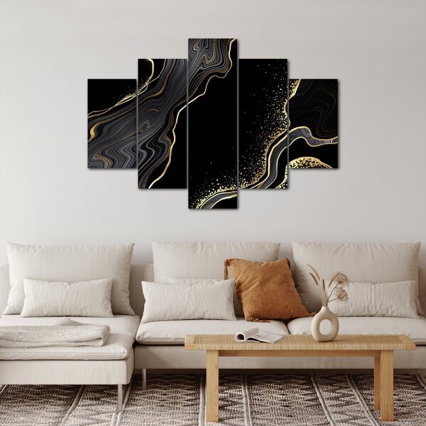 Tablou - Marmură negru - auriu (150x105 cm)