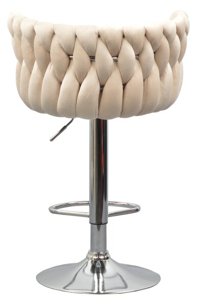 KONDELA Scaun de bar de design, bej ţesătură Velvet/crom, BRIN