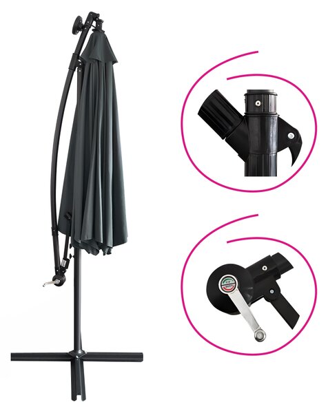 KONDELA Umbrelă de soare de grădină LED, gri, 3 m, LINDAN