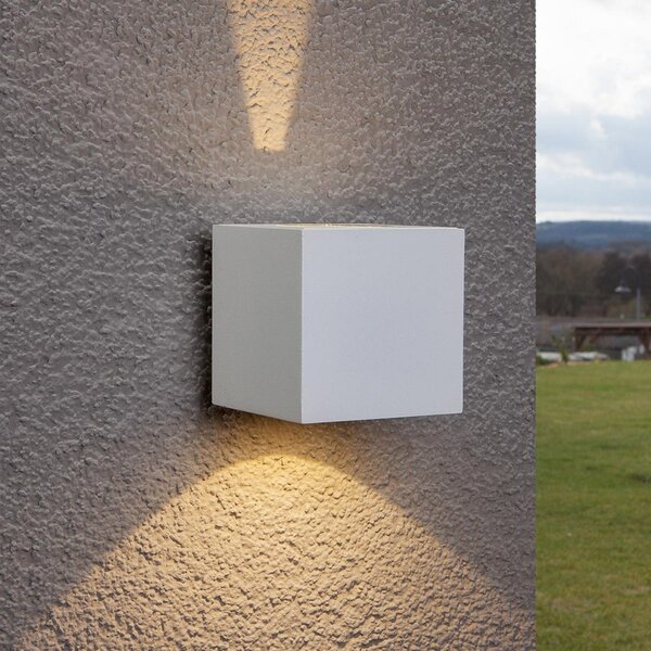 Lucande LED lumina de perete în aer liber Jarno, alb, metal, 9cm, Alb, Metal, Modern, Priză de perete sus / jos