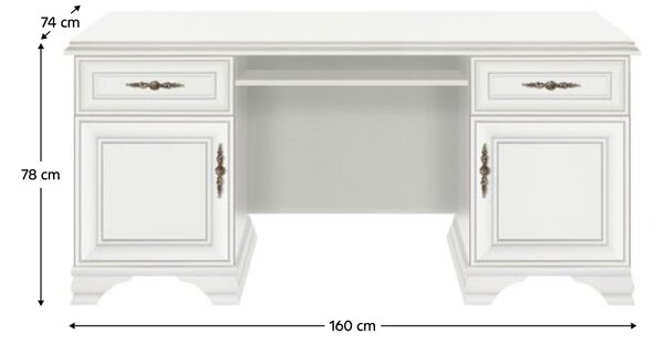 KONDELA Masă PC, alb alpin, KENTAK BIU2D2S